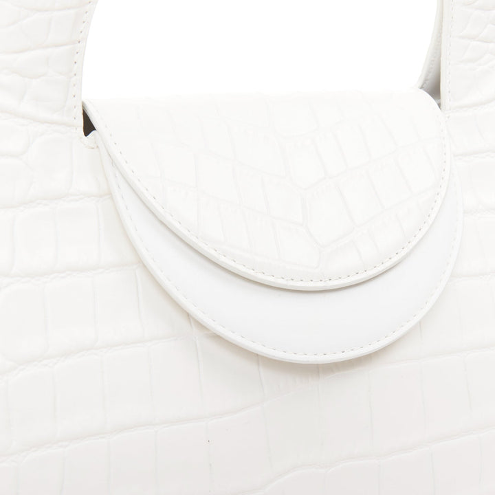 BOTTEGA VENETA white embossed scaled leather top handle tote bag