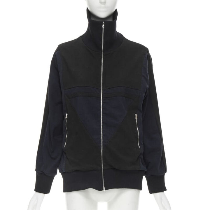 MARNI black navy white geometric colorblock patchwork track jacket IT42 M