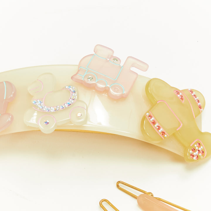 CHIC & MODE Alexandre Zouari crystal horse plane acrylic bangle hair clip X7