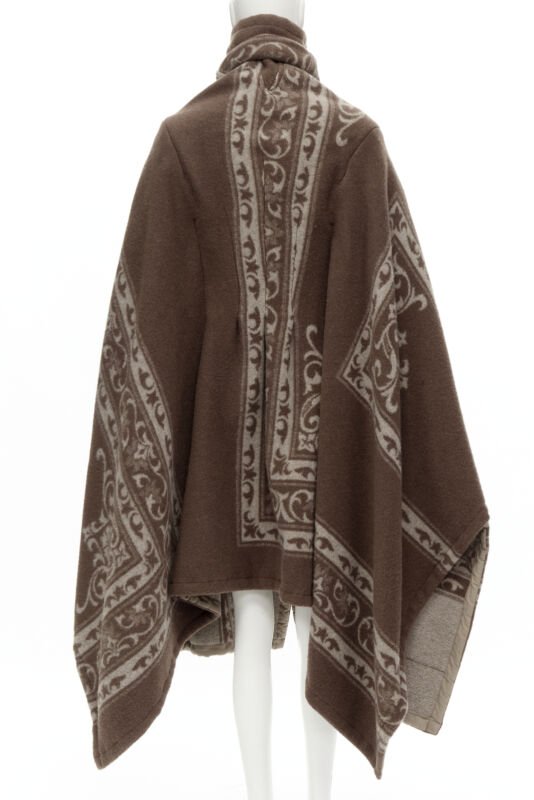 rare COMME DES GARCONS 2009 Runway brown ethnic wool cashmere blanket cocoon M