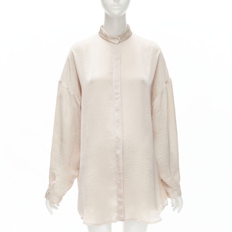 HAIDER ACKERMANN hammered polyester blush pink oversize shirt  FR38 M