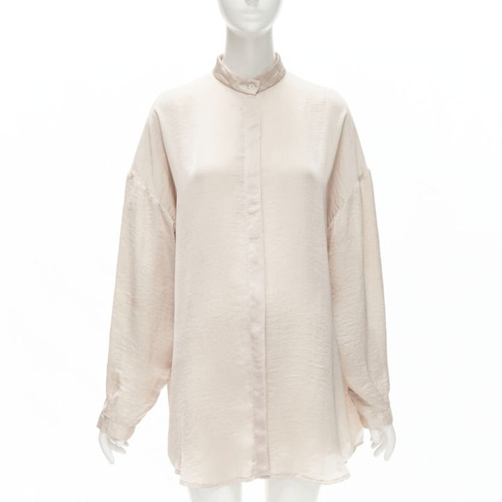 HAIDER ACKERMANN hammered polyester blush pink oversize shirt  FR38 M