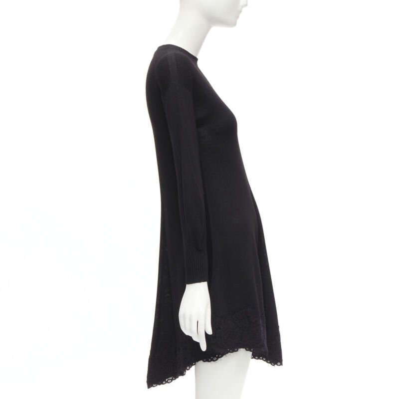PHILOSOPHY DI LORENZO SERAFINI black lace trim sweater dress IT38 XS