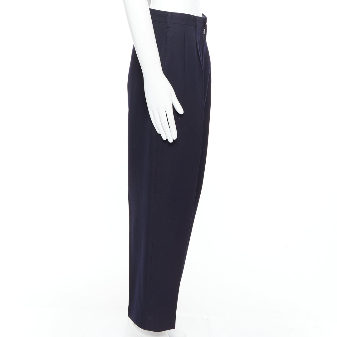 YOHJI YAMAMOTO Y's black 100% wool pleated front wide tapered pants M