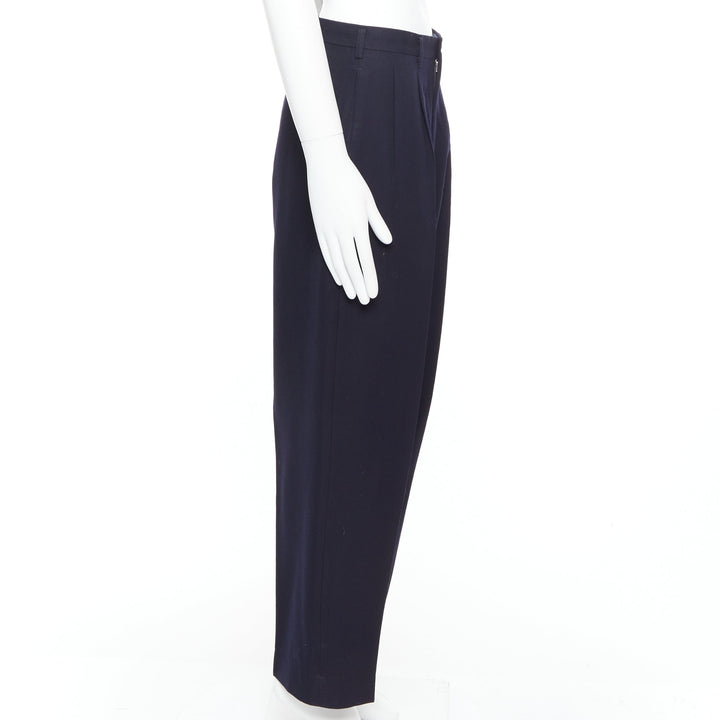 YOHJI YAMAMOTO Y's black 100% wool pleated front wide tapered pants M