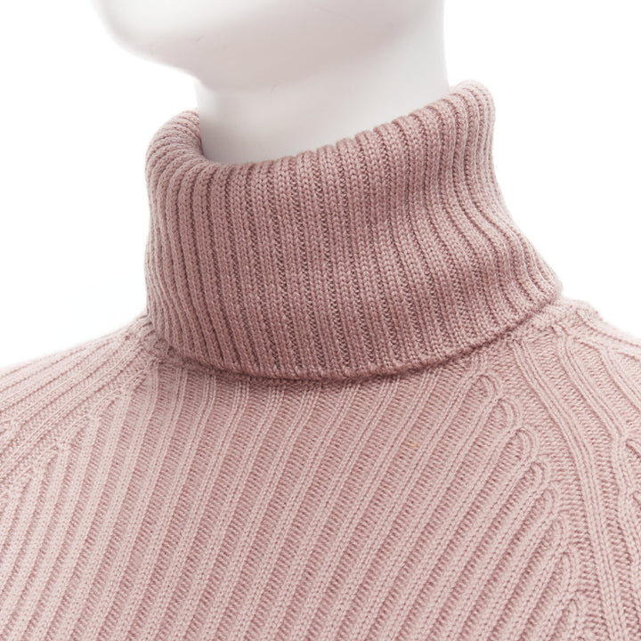 DOLCE GABBANA mauve pink raglan ribbed turtleneck sweater top IT42 M