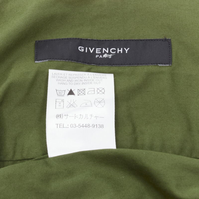Runway GIVENCHY Tisci 2012 green cotton Birds of Paradise patch sleeve shirt S