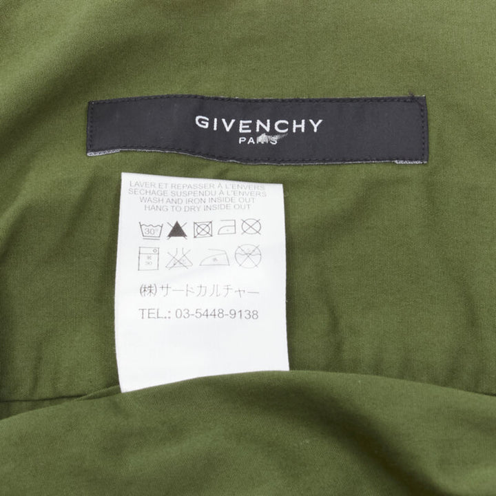 Runway GIVENCHY Tisci 2012 green cotton Birds of Paradise patch sleeve shirt S