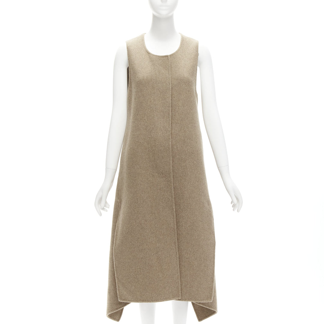 MARNI taupe brown virgin wool blend high low hem vest coat IT36 XS