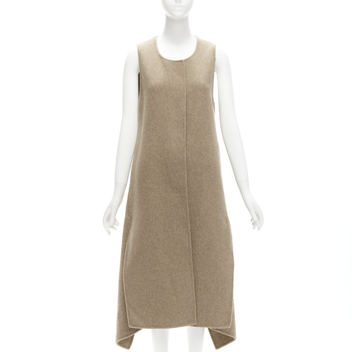 MARNI taupe brown virgin wool blend high low hem vest coat IT36 XS
