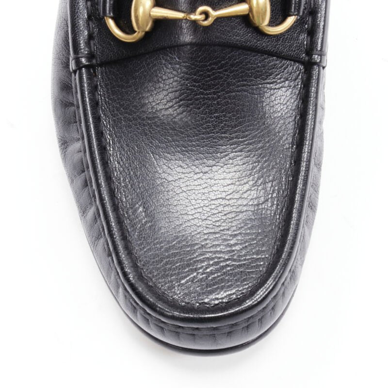 GUCCI Quentin Nero black leather gold Horsebit slip on loafer UK9 US10 EU43
