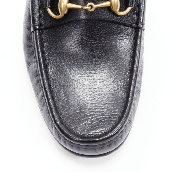 GUCCI Quentin Nero black leather gold Horsebit slip on loafer UK9 US10 EU43