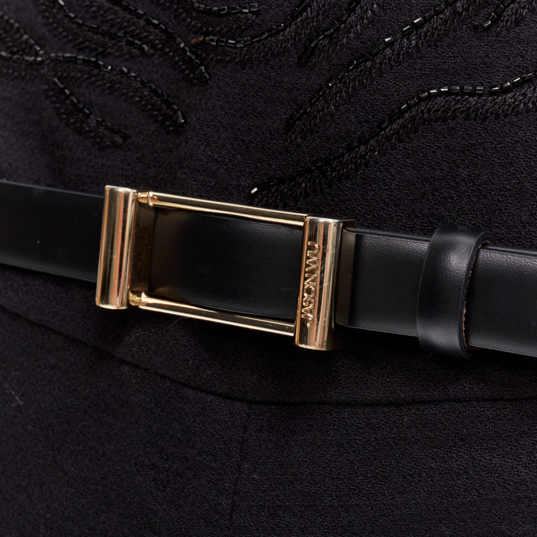 JASON WU 2014 Runway black bead embellished boned corset belted jumpsuit US2 XS