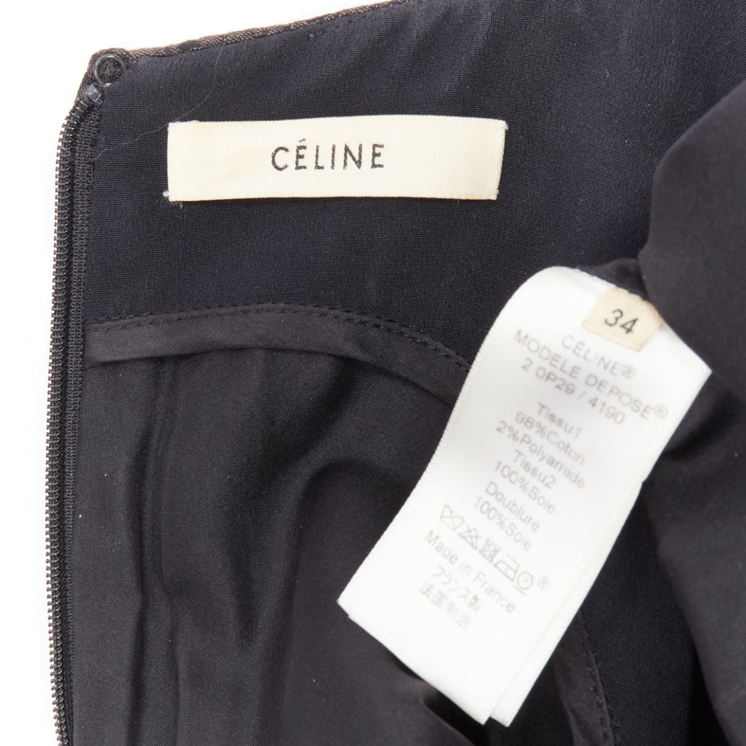 OLD CELINE Phoebe Philo black cotton jacquard waterfall peplum top FR34 XS