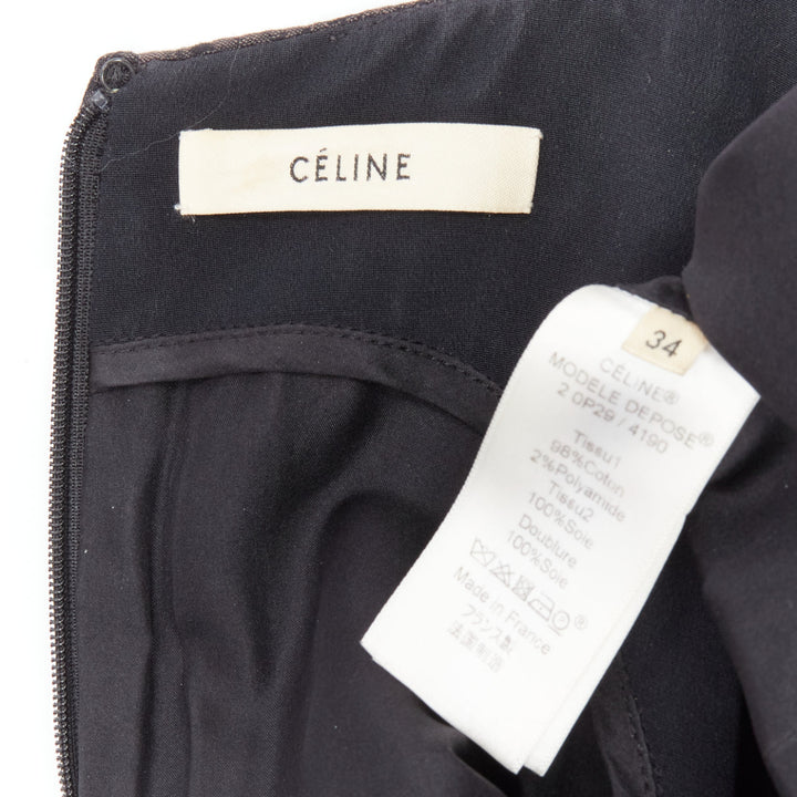 OLD CELINE Phoebe Philo black cotton jacquard waterfall peplum top FR34 XS