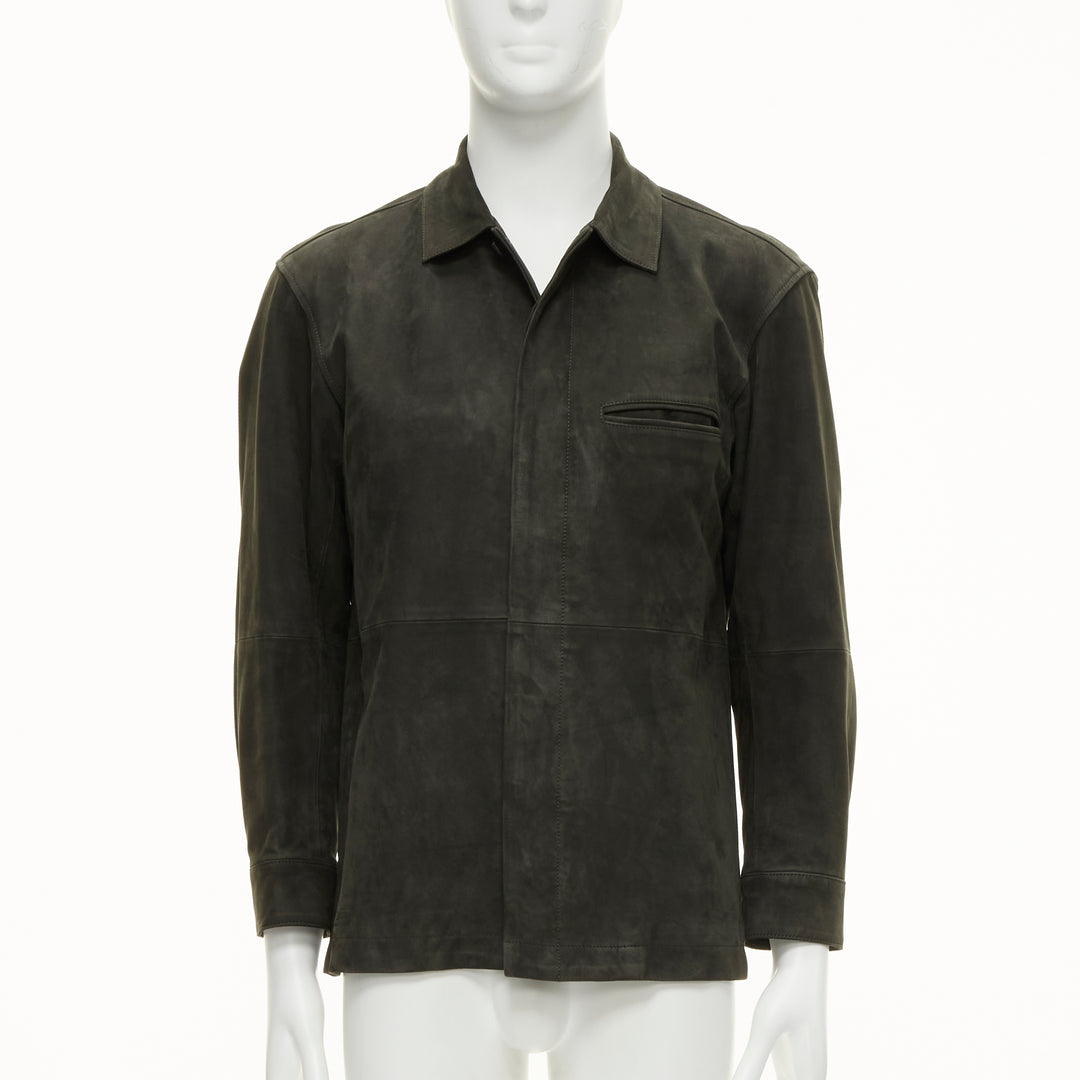 ISSEY MIYAKE WHITE LABEL grey cowhide suede leather overshirt jacket JP1 S