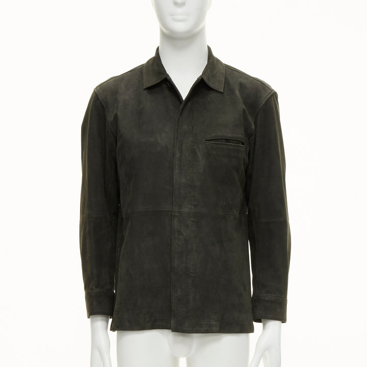 ISSEY MIYAKE WHITE LABEL grey cowhide suede leather overshirt jacket JP1 S