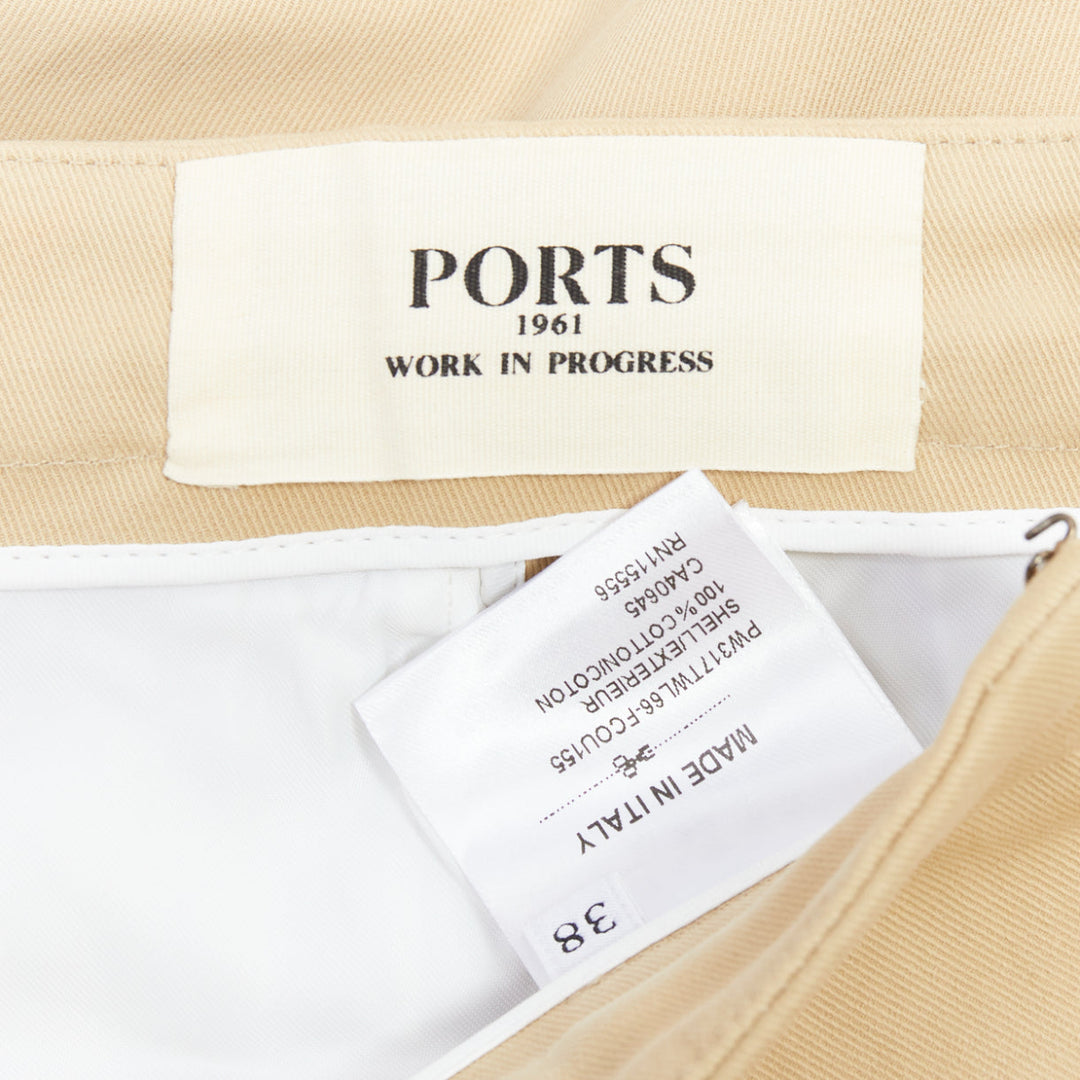 PORTS 1961 beige cotton asymmetric wide cropped culottes pants IT38 XS