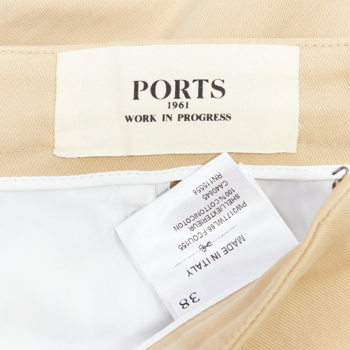 PORTS 1961 beige cotton asymmetric wide cropped culottes pants IT38 XS