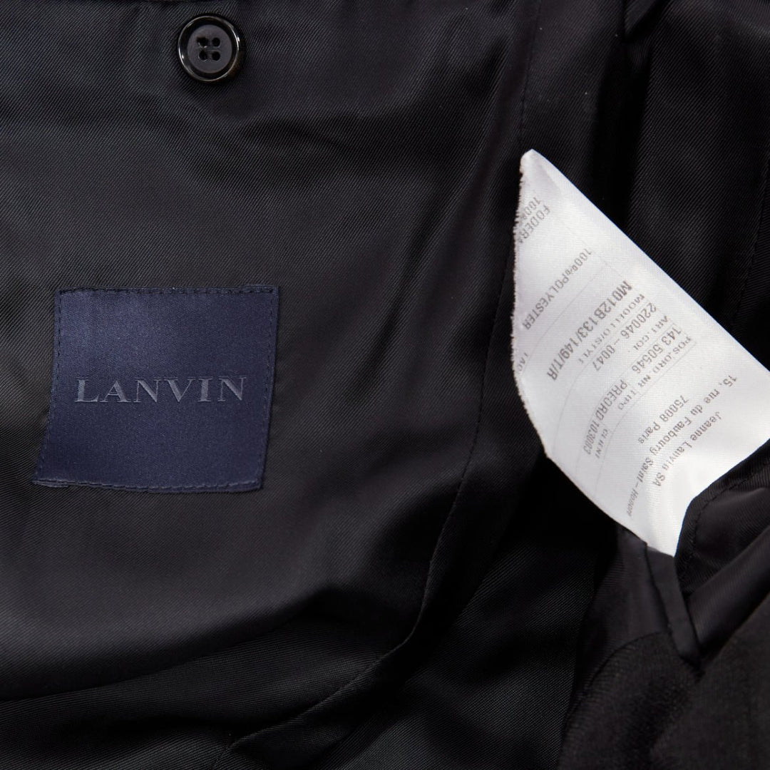 LANVIN black waffle low shine single breast minimal suit blazer EU44 XS