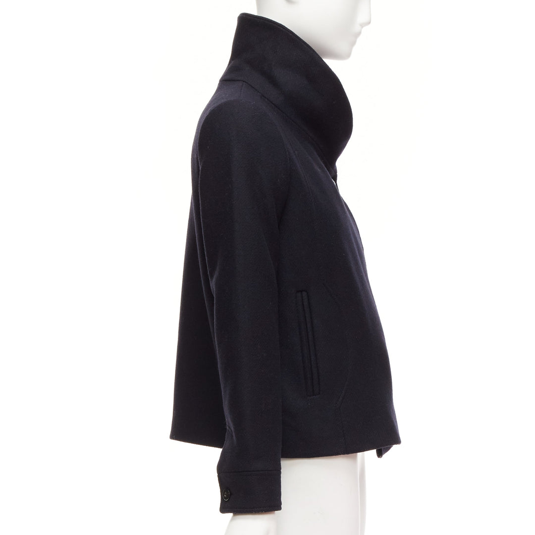 BA&SH black wool blend shawl neck side wrap front short coat Sz1 S