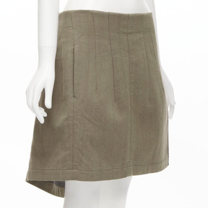 vintage JUNYA WATANABE 1997 wool green red deconstructed asymmetric mini skirt M