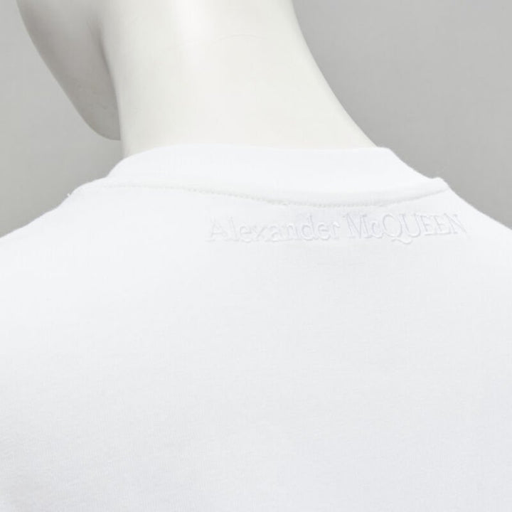 ALEXANDER MCQUEEN 2022 Hybrid white spiral ruffle cotton tshirt dress IT36 XS