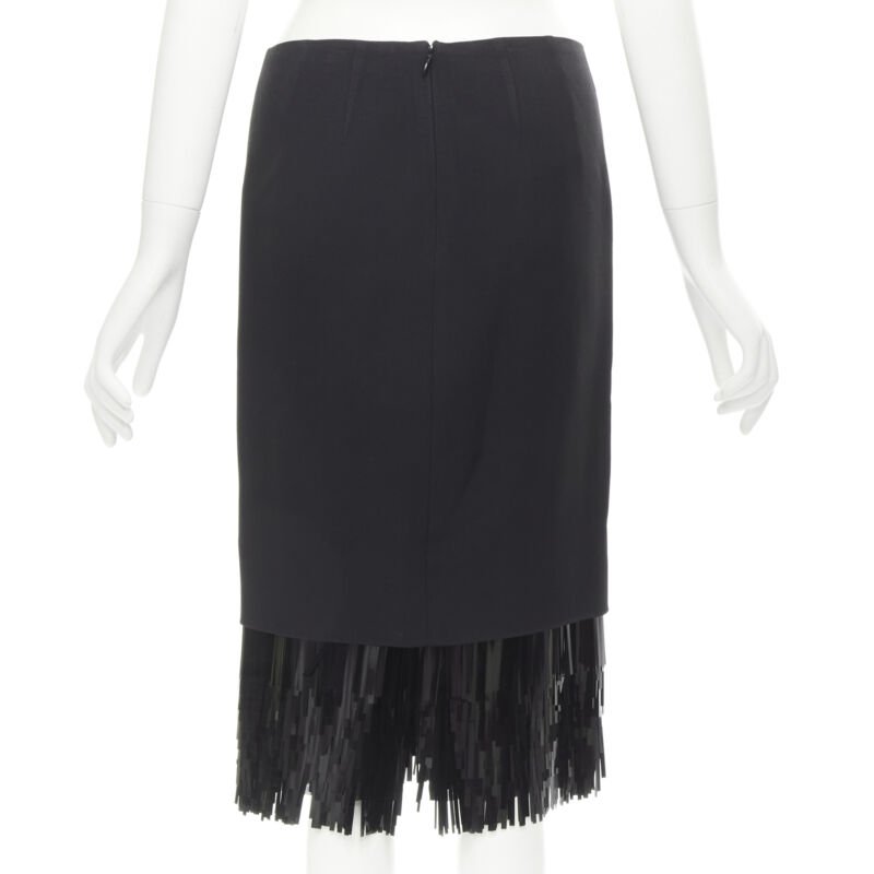 JASON WU black fringe sequins hem cocktail skirt US0 XS