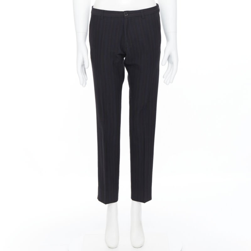 LANVIN ALBER ELBAZ mohair wool black satin side trimmed tuxedo trousers FR44