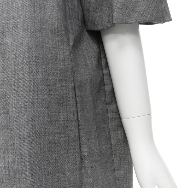 MARNI grey virgin wool curved rounded short sleeve cocoon coat IT38 XS