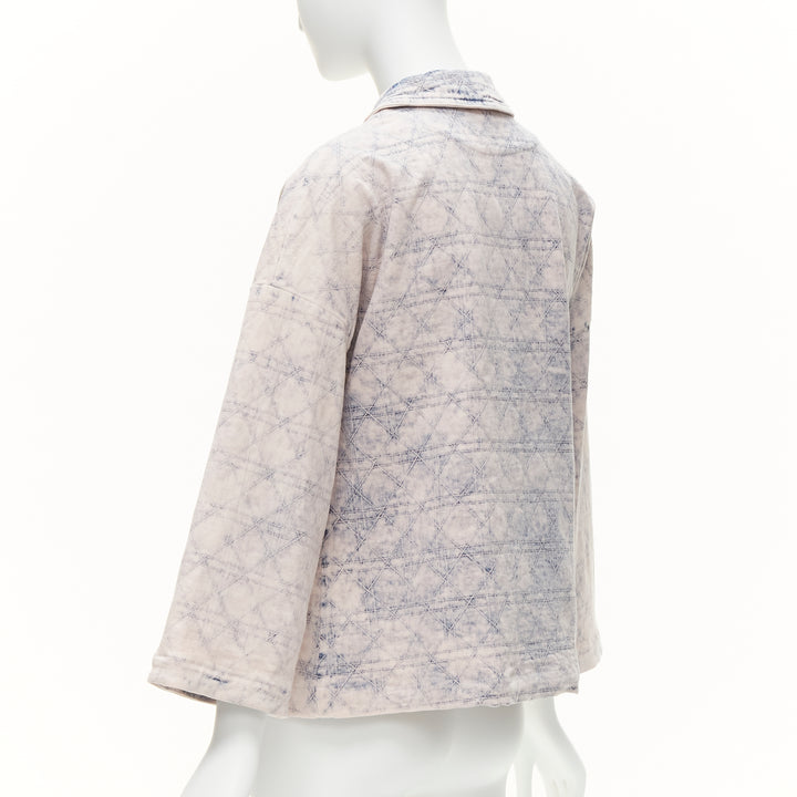 CHRISTIAN DIOR Kids bleached blue washed Cannage quilted dye denim jacket 13Y XS