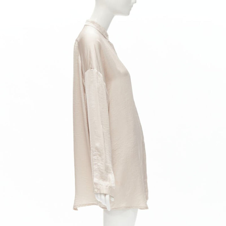HAIDER ACKERMANN hammered polyester blush pink oversize shirt  FR38 M