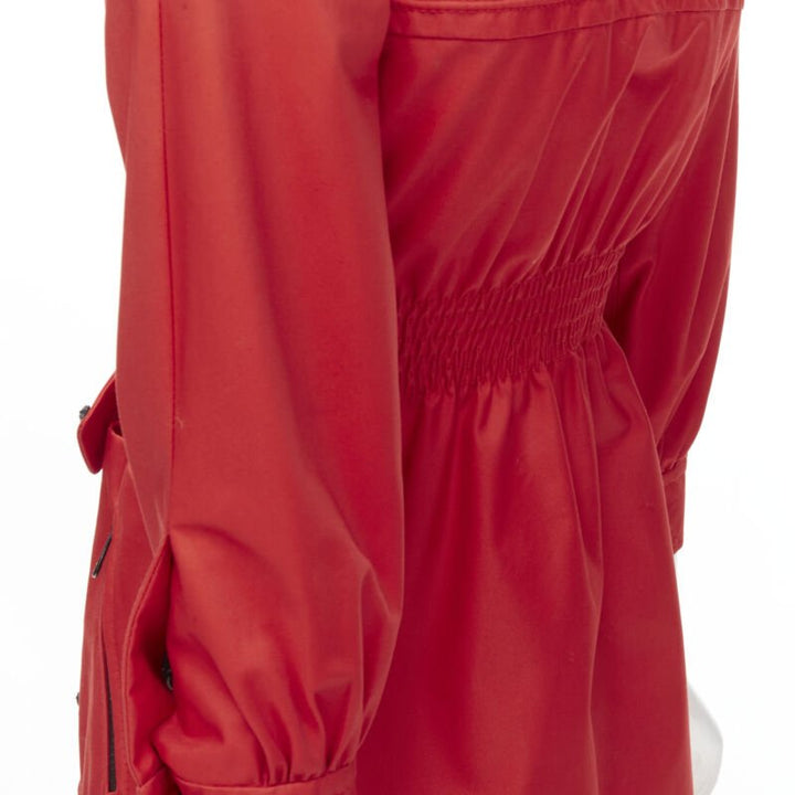 GUCCI red cotton elasticised waist belted anorak parka jacket IT36 S