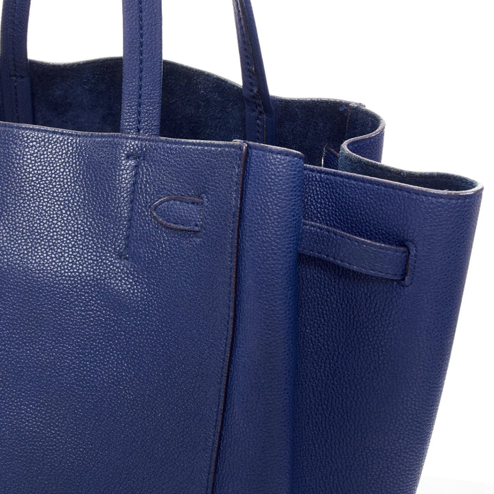 CELINE Cabas Phantom dark blue leather silver logo medium tote bag