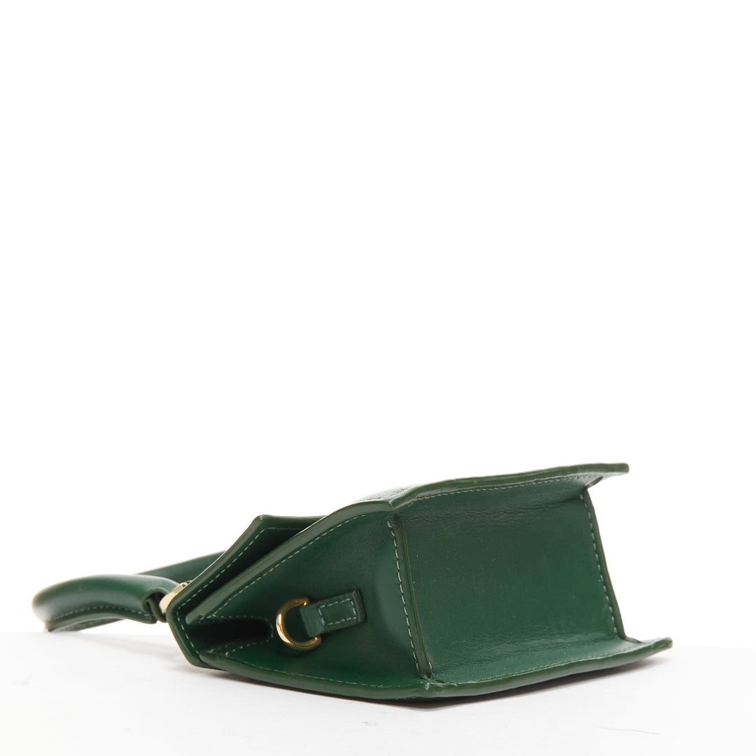 JACQUEMUS Le Chiquito green calfskin gold logo mini crossbody bag