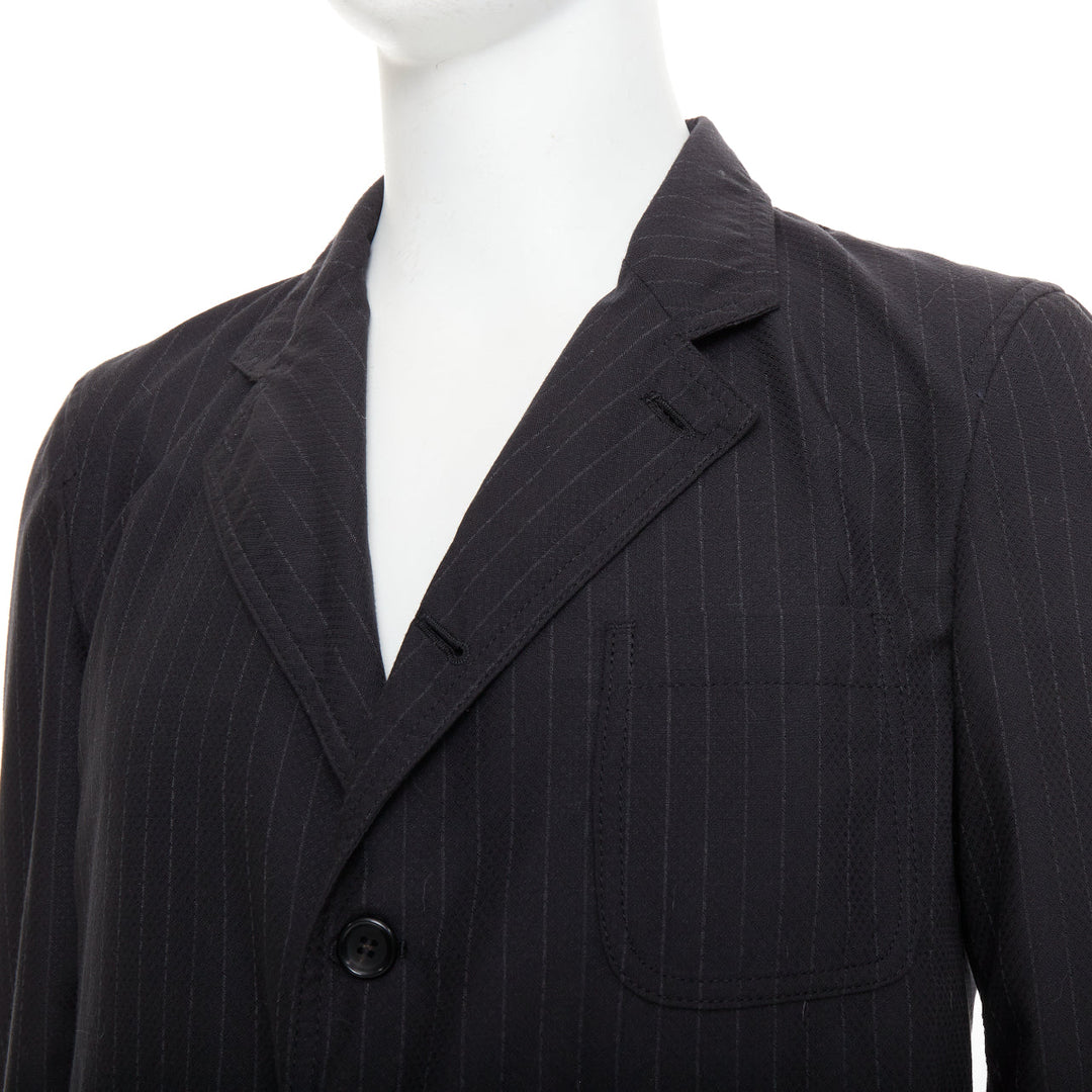 COMME DES GARCONS Homme Deux 2018 grey pinstriped pocketed blazer S