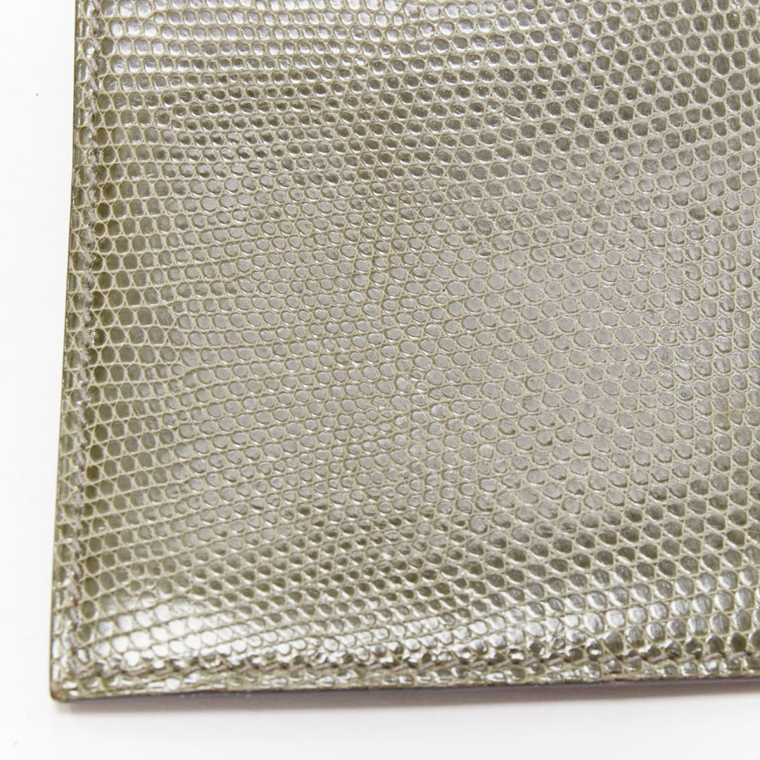 HERMES grey scaled leather silver hardware bifold long wallet
