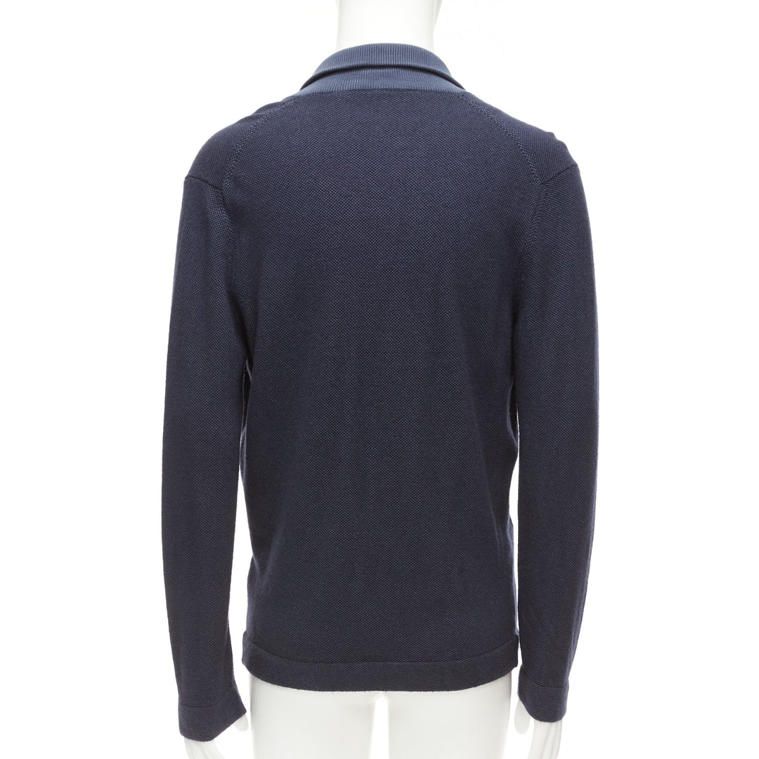 LORO PIANA navy silk cashmere buttoned drop sleeves knit cardigan IT48 M
