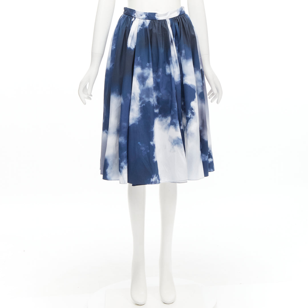 ALEXANDER MCQUEEN 2022 Sky cloud blue white A-line flared skirt IT38 XS