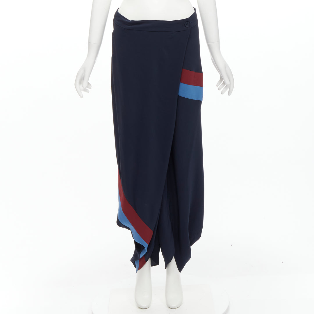 STELLA MCCARTNEY 100% silk patch stripes reggae drop crotch harem pants IT40 S