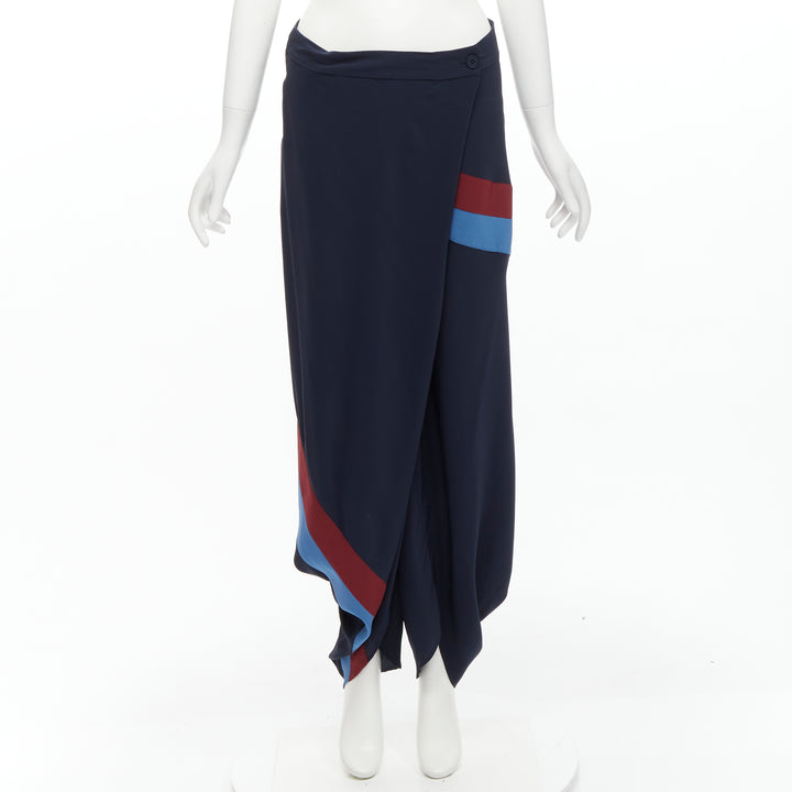 STELLA MCCARTNEY 100% silk patch stripes reggae drop crotch harem pants IT40 S