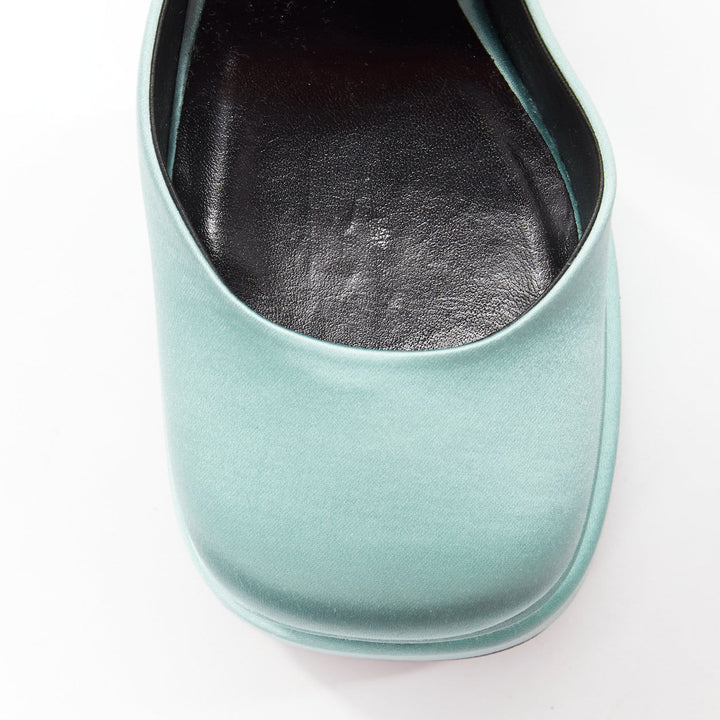 VERSACE Medusa Aevitas sky blue satin Medusa charm platform heels 37.5