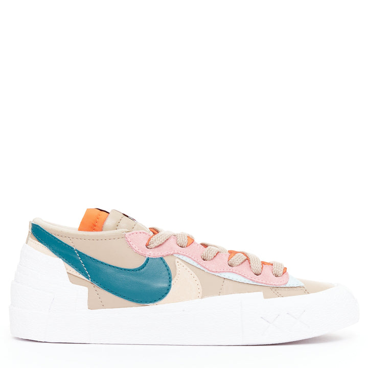 NIKE SACAI KAWS Blazer Low Reed pink green tick patchwork sneakers EU36.5