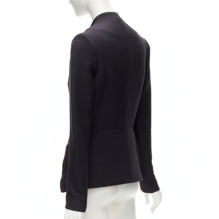 ZERO MARIA CORNEJO black wool scuba cutout collar jacket US2 S