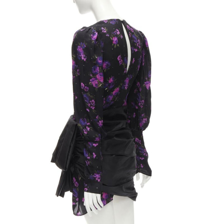 MAGDA BUTRYM Matera crystal embellished purple floral wrap skirt dress FR34 XS