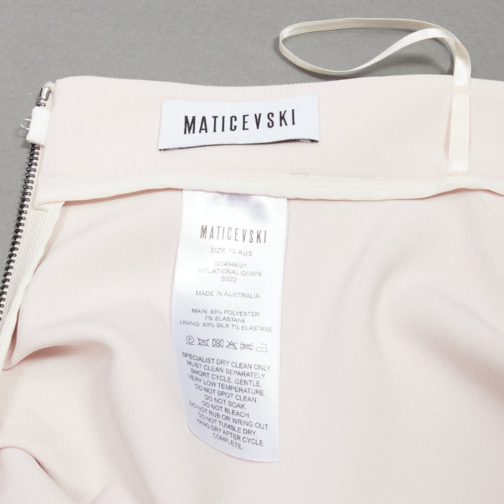 MATICEVSKI 2022 Situational off white strapless peplum top gown skirt AUS10 M