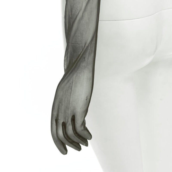 COMME DES GARCONS 1990 Vintage Runway grey sheer pleated ruffle gloves shrug
