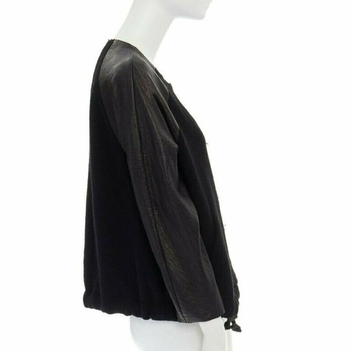 runway ISABEL MARANT Jeams leather sleeve wool zip up baseball bomber jacket S