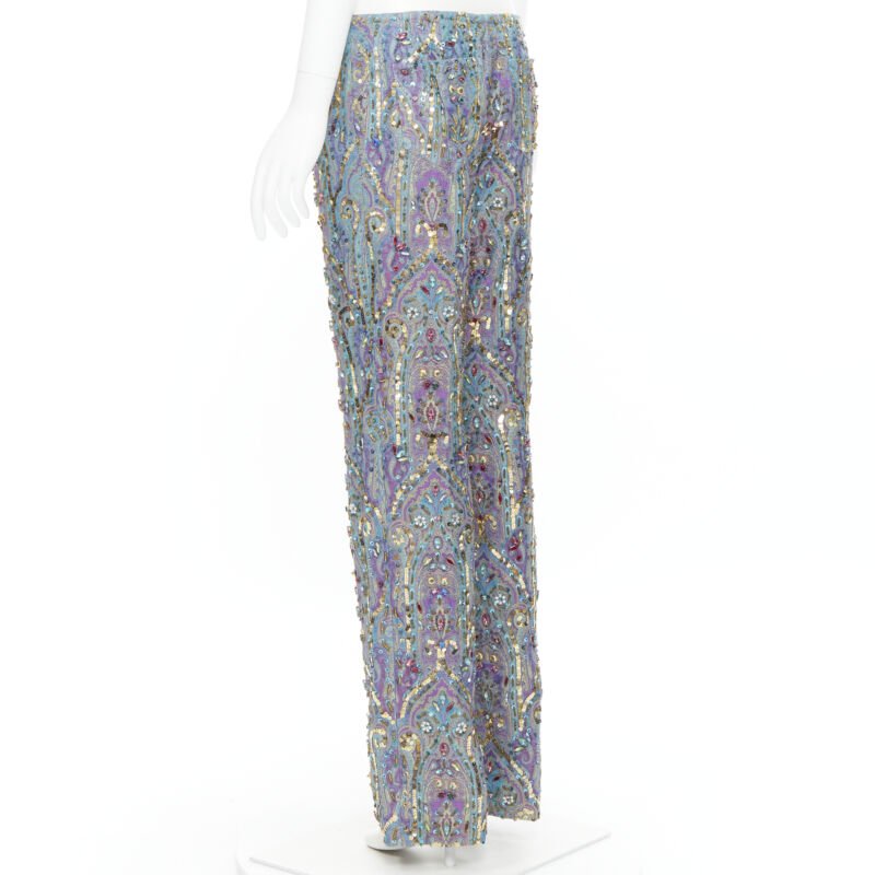 rare DOLCE GABBANA 2000 blue purple iridescent jewel embellished pants M