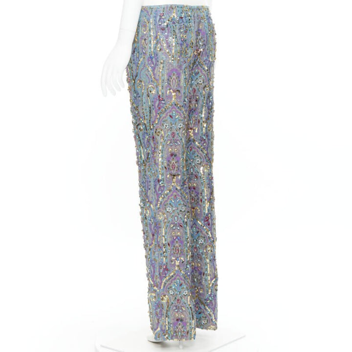 rare DOLCE GABBANA 2000 blue purple iridescent jewel embellished pants M